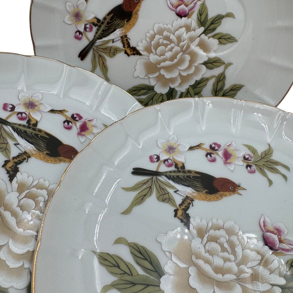 Vintage Snack Plates in Chinese Garden by Shafford 8 1/8" Made in Japan Set of 3